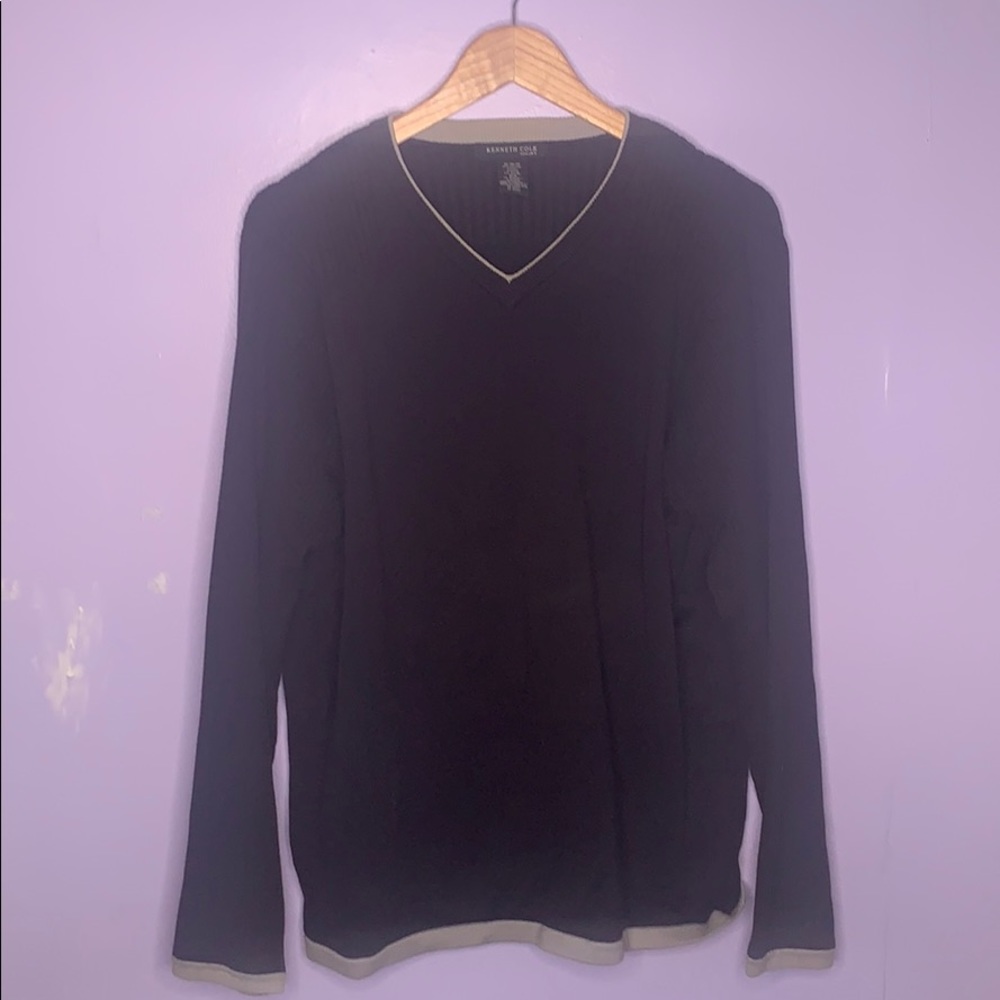 Kenneth Cole v neck ribbed sweater